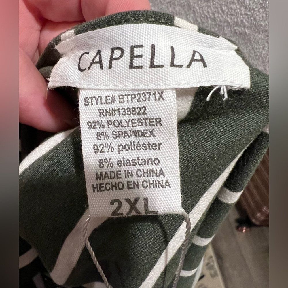 New! Capella Olive & Cream Striped Sleeveless Crop Top Size 2XL NWT! 🌻 - Picture 9 of 9